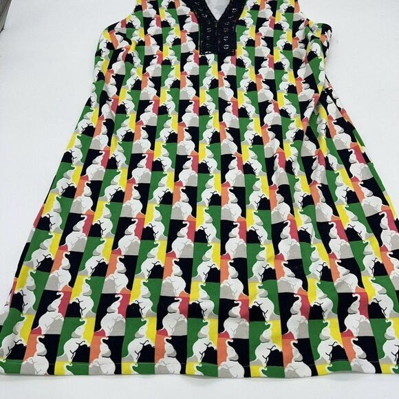 Crown and Ivy size 0X Shift Dress Elephant green coral blue v neck - Picture 2 of 6